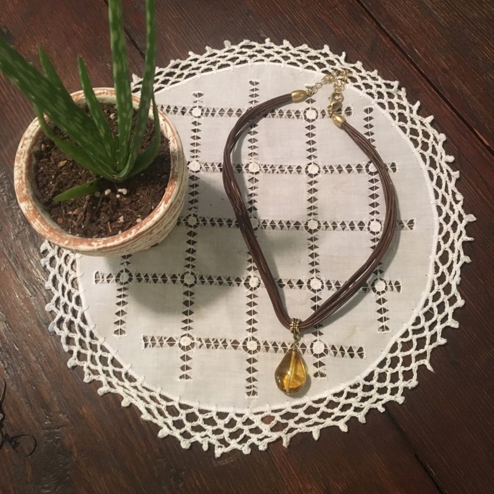 Amber glass pendant